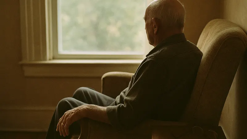 Family members seated at table reviewing settlement documents in warm afternoon light of consultation room, hands visible on paperwork.