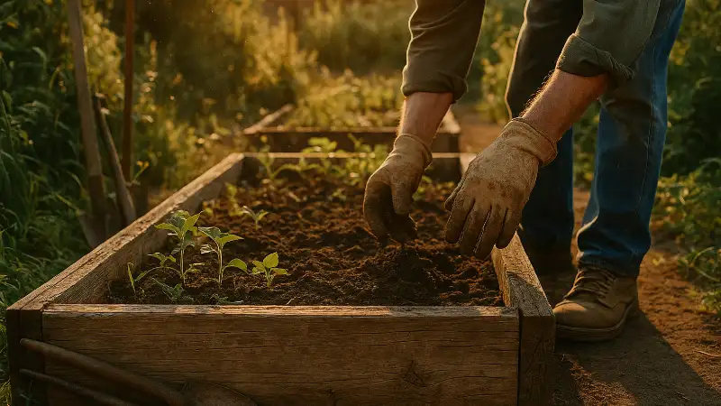 Retired worker's hands tend garden eighteen months after mesothelioma diagnosis