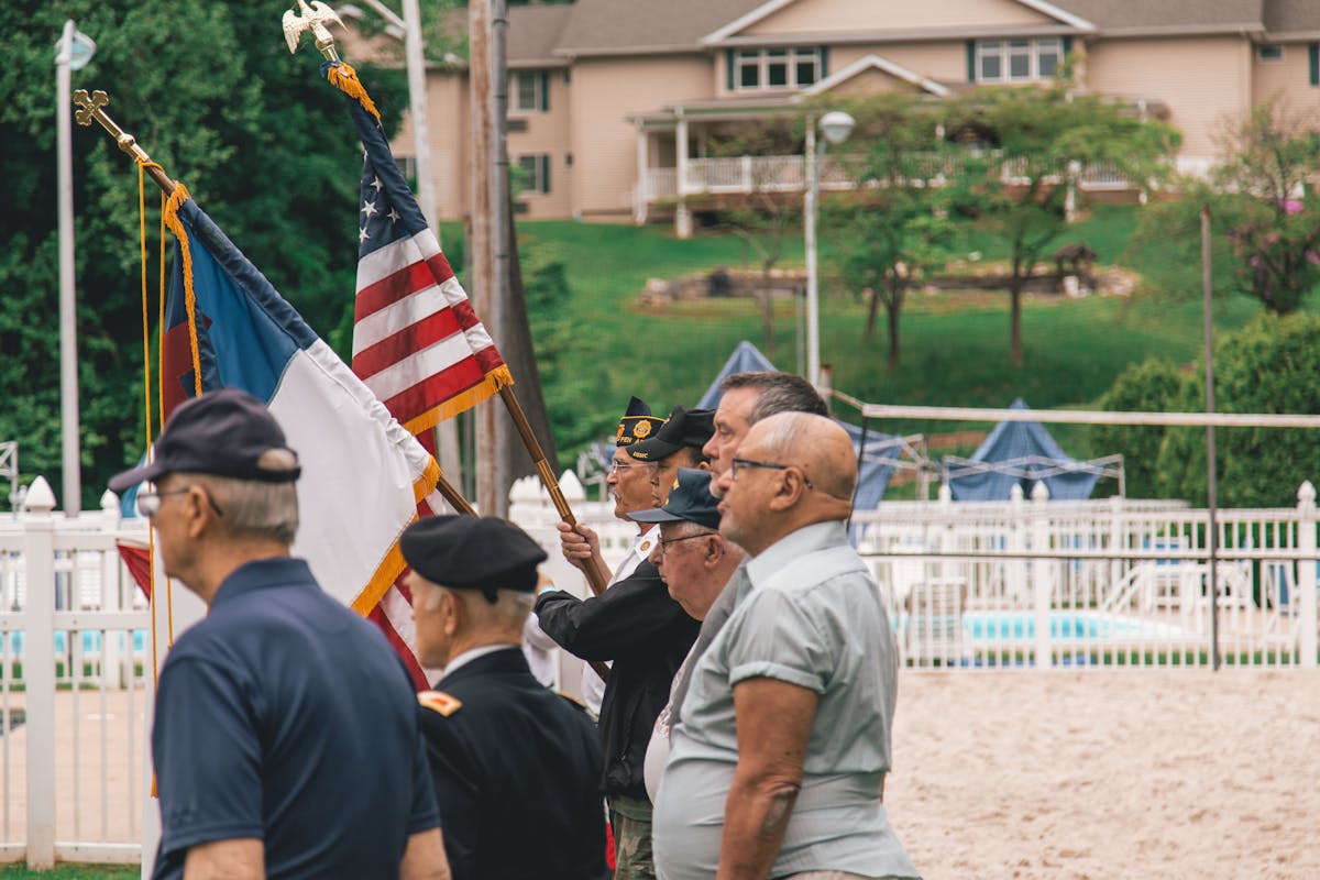 American flags honoring veterans who served their country and may have been exposed to asbestos during military service